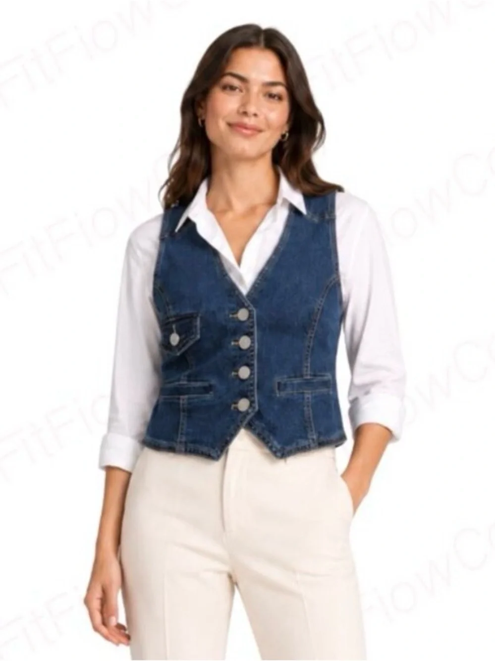 Nanette Lepore dark rinse denim vest sz L